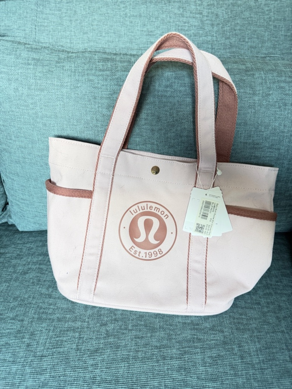 lululemon athletica Blush Pink Canvas Tote with Dusty Rose Trim